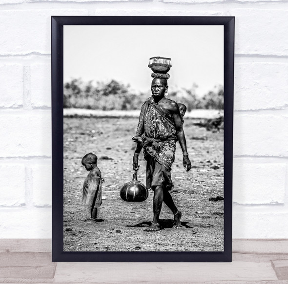 Africa Mursi Ethiopia Africa life Africa people bowl balance Wall Art Print