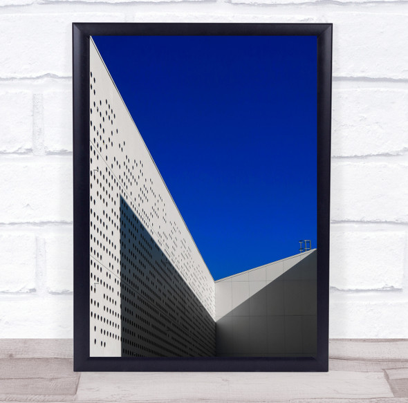 Blue Geometry Shapes Dots Shadow Architecture Abstract Angle Wall Art Print