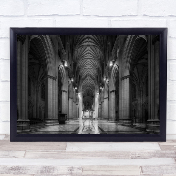 Cathedral Gothic Nave Shadows Arches Moody Space Aisle Stone Wall Art Print