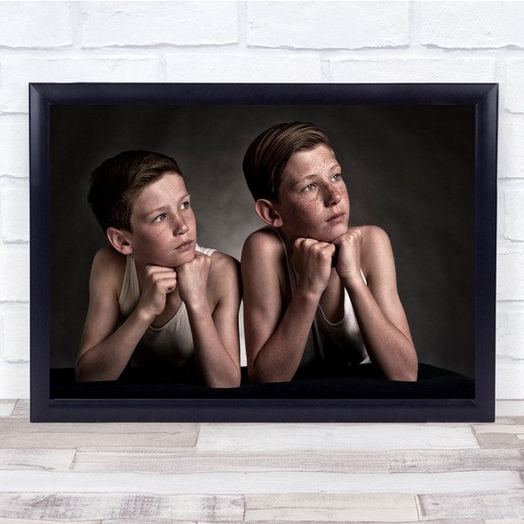 Children Brothers Brother Family Kids Boys Freckles Portrait Wall Art Print