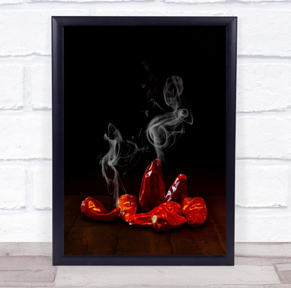 Chili Pepper Red Hot Warm Spice Spicy Smoke Fume Vapor Steam Wall Art Print