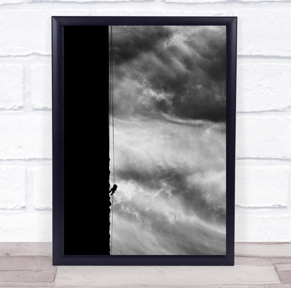 Climb Climbing Climber Descend Descension Sky Clouds Graphic Wall Art Print