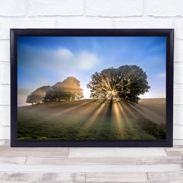 Denmark Landscape Sunrise Countryside Dawn Jutland Skive Sun Wall Art Print