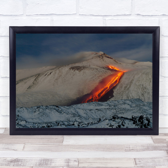 Etna Eruption Landscape Lava Flow Winter Sicily Italy Nature Wall Art Print
