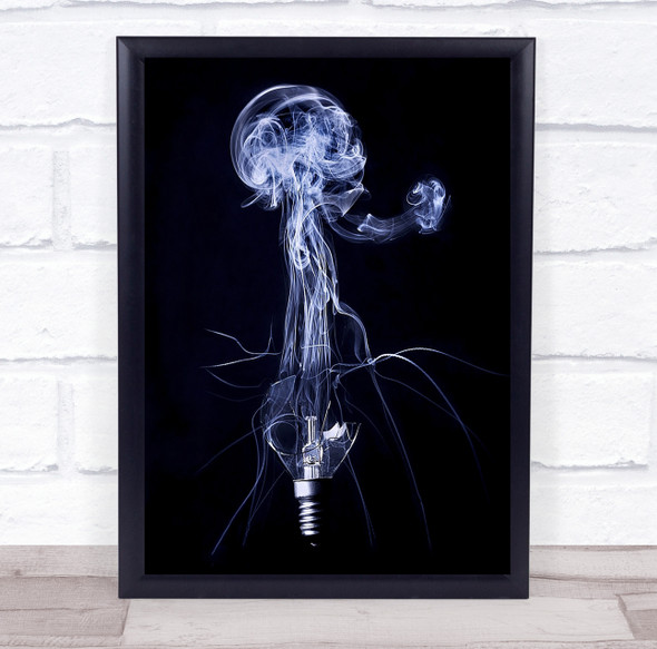 Flash Bulb Smoke Glass Dark Light Thread Blue Broken My Home Wall Art Print