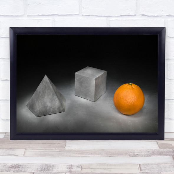 Geometric Fruit Orange Cube Marble Stone Geometry Still Life Wall Art Print