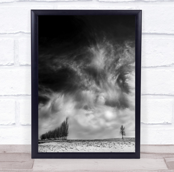 Landscape Black & White Trees Tree Sky Clouds Unequal Combat Wall Art Print