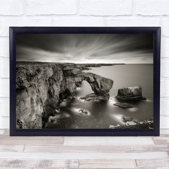 Landscape Water Coast Long Exposure Bridge Wales Black White Wall Art Print