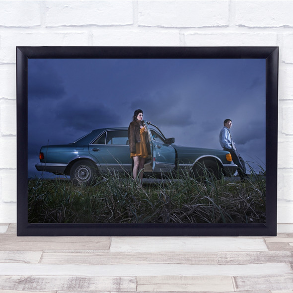 Man Woman Night Car Benz Story Relationship Love Couple Pair Wall Art Print