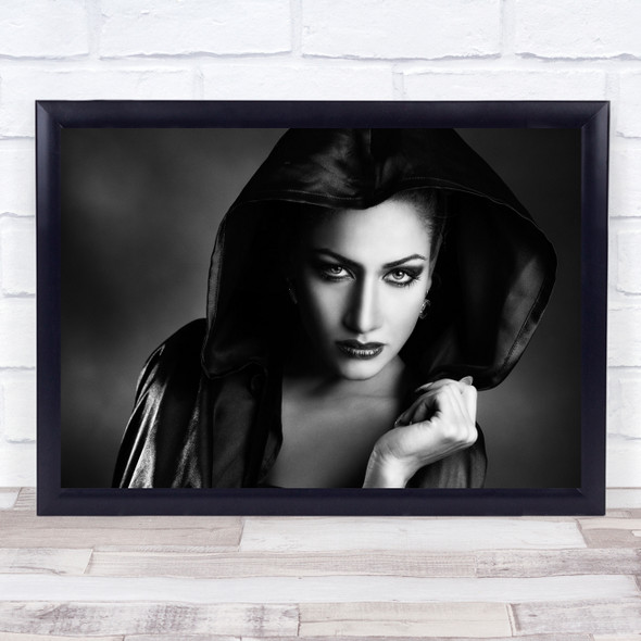 Model Woman Cape Veil Hood Eyes Intense Mood Emotion Feeling Wall Art Print