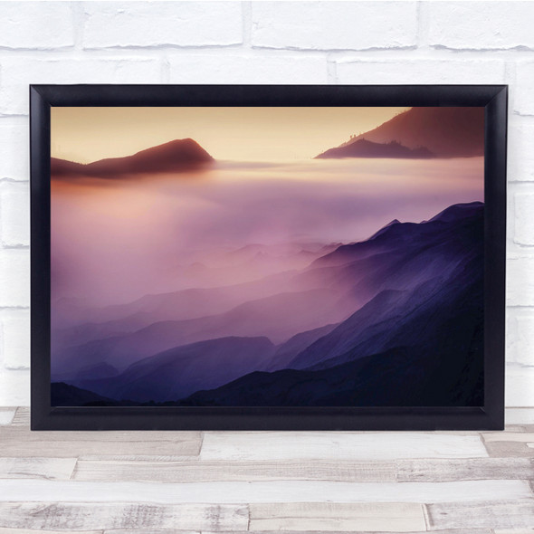 Mountain Fog Sunrise Mood Sand Landscape Layers Layered Mist Wall Art Print