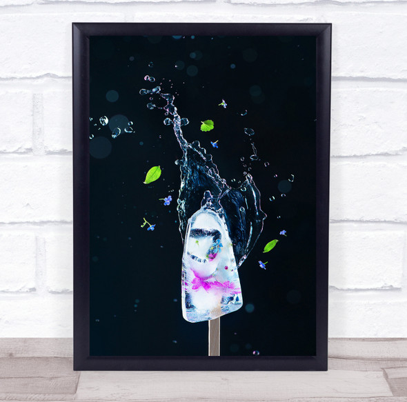 Popsicle Ice Flower Frozen Cold Water Icy Floral Transparent Wall Art Print