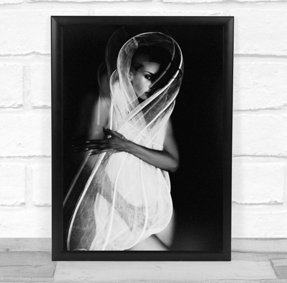 Portrait Long Exposure Model Black and white Girl Woman Dark Wall Art Print