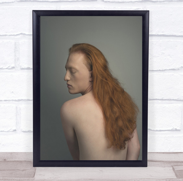 Portrait Man Boy Hair Profile Behind Back Closed Eyes Emilio Wall Art Print