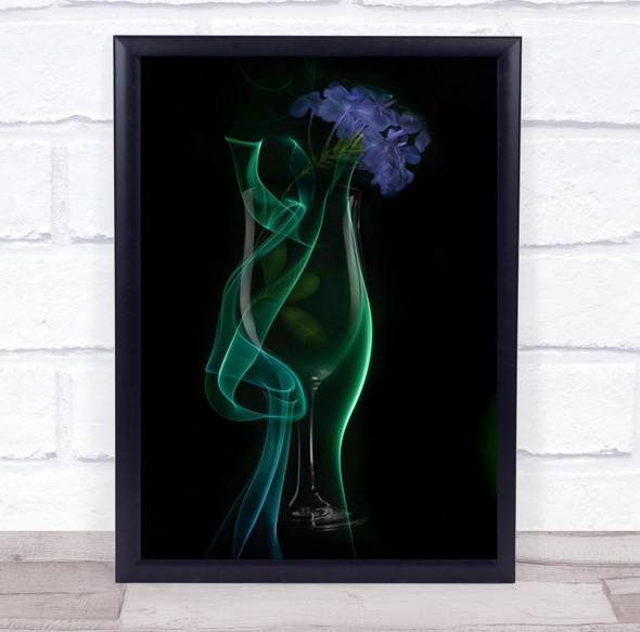 Smoke Flowers Green Glass Wine Dark Low Key Low-Key Creative Wall Art Print
