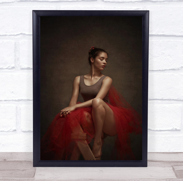 Stool Sit Sitting Portrait Skirt Ballet Ballerina Girl Model Wall Art Print