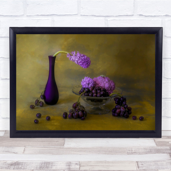 Sweet Grape Purple Fruit Flower Still Life Flowers Botanical Wall Art Print