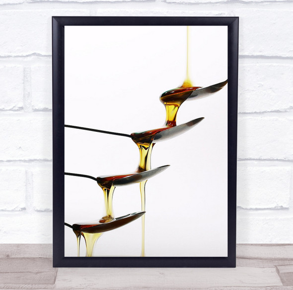 Syrup Gold Golden Liquid Pour Pouring Balance Gravity spoons Wall Art Print