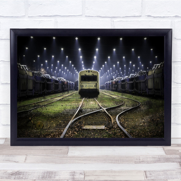 Train Station Set Sets Railroad Railway Night Transportation Wall Art Print