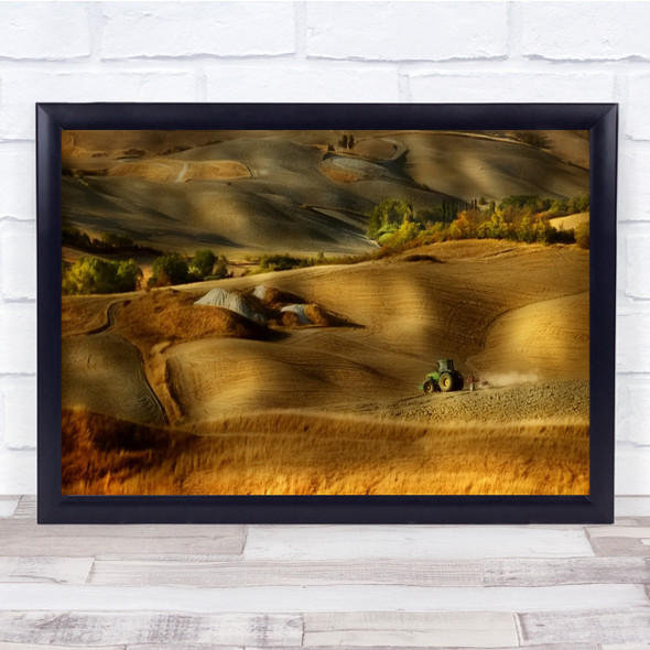 Tuscany Tractor Field Agriculture Landscape Farming Volterra Wall Art Print