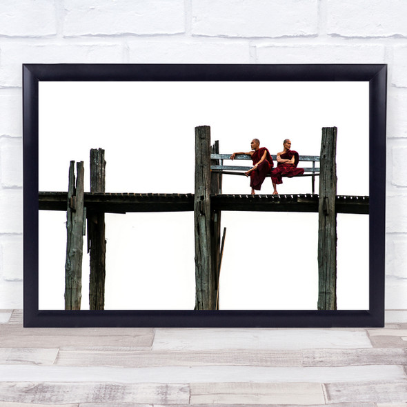 Ubeinbridge Mandalay Amarapura Myanmar Monks U-Bein Bridge U Wall Art Print