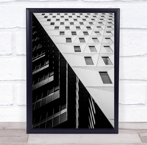 Escamp Duality Architecture Diagonal Black & White The Hague Windows Print