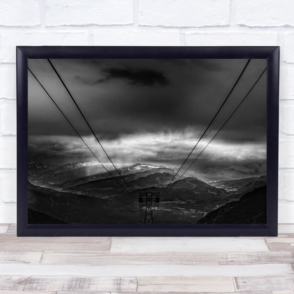 Germany Bayern Alps Gondola Black & White Landscape Down Stairs From Print