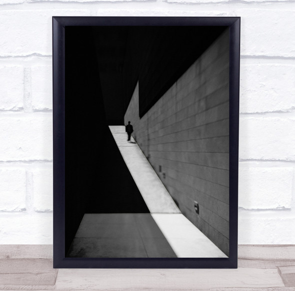 Street Figure Black & White Walk Walking Shadow Descend Descending Shapes Print