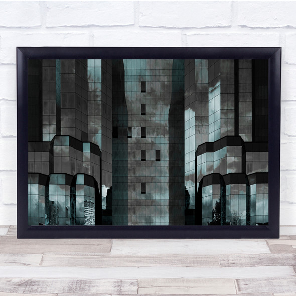Architecture Building Abstract Facade Manchester Toned Turquoise Wall Art Print