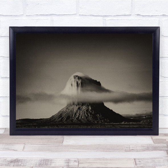 Cloud Sky Mesa Plateau Peak Mountain Hill Sepia Toned Monocolour Wall Art Print