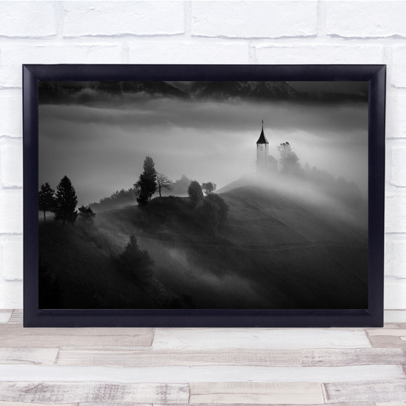 Dusk Sunrise Fog Light Moody Morning Church Fogwave Dreamy Misty Wall Art Print