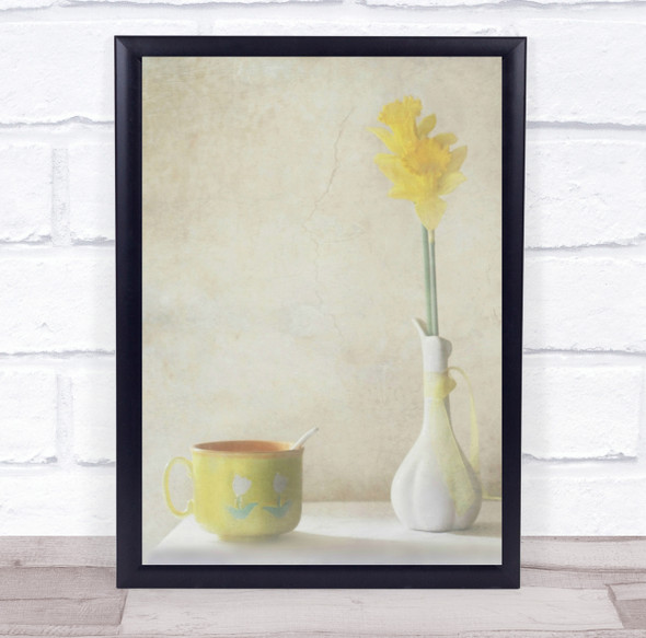 Easter Yellow Daffodil Daffodils Vase Cup Mug Texture Still Life Wall Art Print