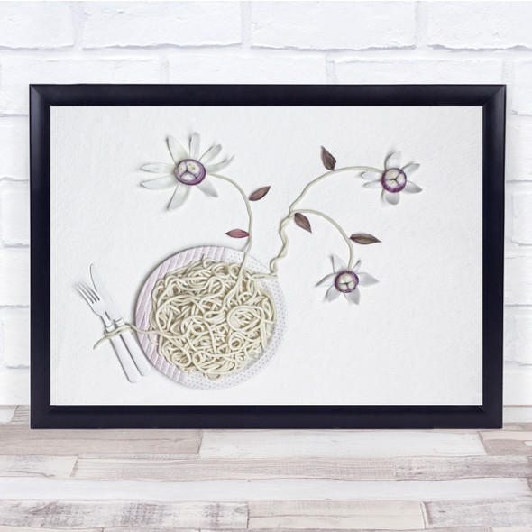 High Key High-Key White Bright Spaghetti Pasta Food Dinner Lunch Wall Art Print