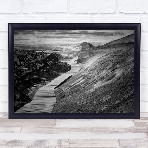 Iceland Myvatn Landscape Snow Volcano Krafla Path Boardwalk Road Wall Art Print