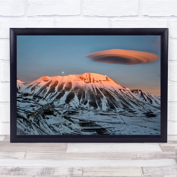 Landscape Italy Umbria Castelluccio Norcia Sunset Cloud Panorama Wall Art Print