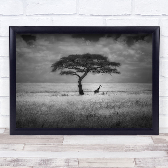 Lonely tree Africa Tanzania Wildlife Giraffe Nature Animals Wild Wall Art Print