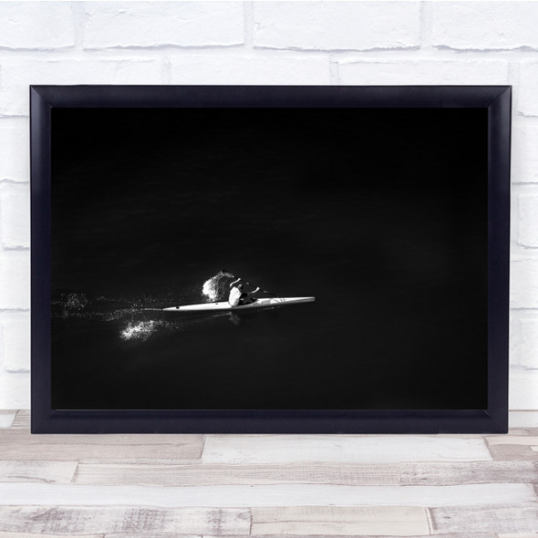 Man Sea Monochrome Dark Low-Key Low Key Sport Sports Canoe Kayak Wall Art Print