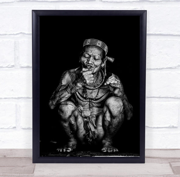 Mentawai Siberut Indonesia People Portrait Light Bnw Bnwportrait Wall Art Print