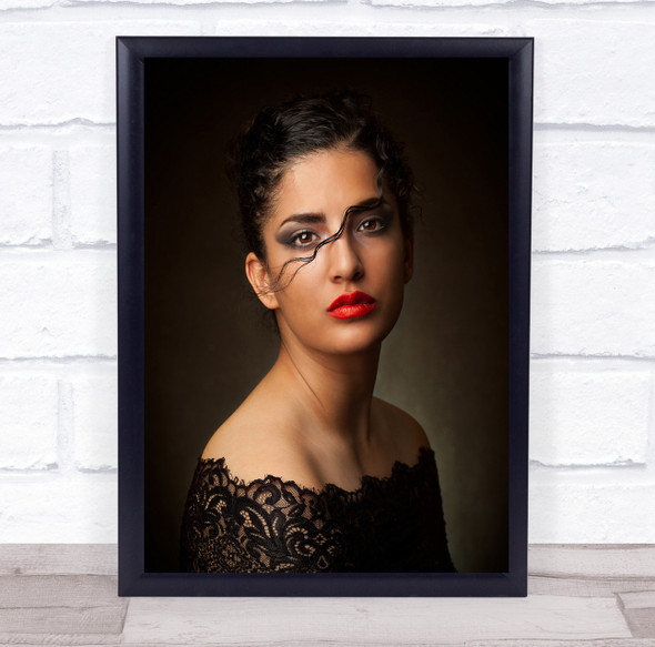 Model Lace Hair Face Glance Portrait Person Studio Dress Fashion Wall Art Print