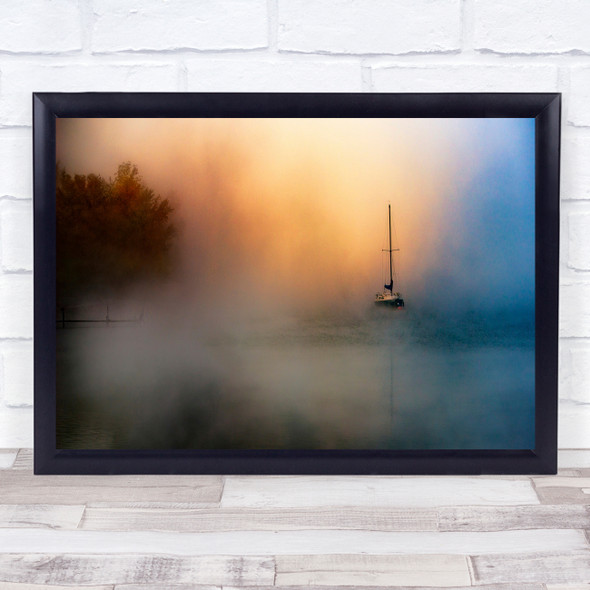 Pastel Colors Colours Marine Boat Sailboat Sailing Mast Fog Mist Wall Art Print