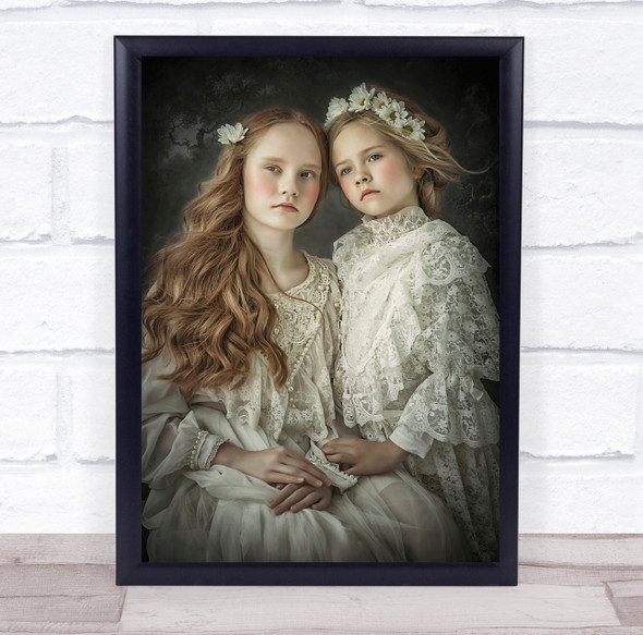 Portrait Child Children Siblings Sibling Sister Sisters Kid Kids Wall Art Print