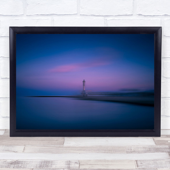 Sea Lighthouse Stillness Pastel Colors Colour Long Exposure Blue Wall Art Print