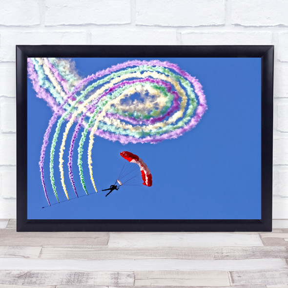 Smoke Parachute Action Sport Flight Rainbow Stripes Hang Gliding Wall Art Print
