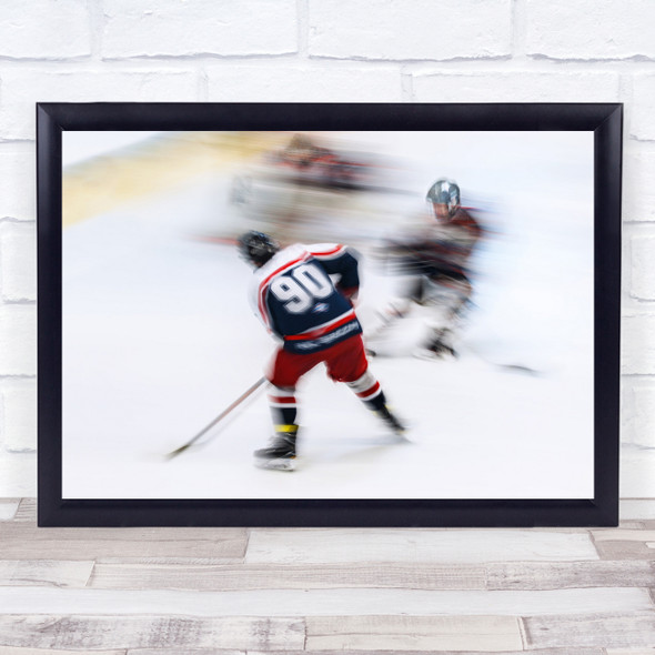 Speed Action Colour Hockey Ice Stick Skates Skating Sport Sports Wall Art Print