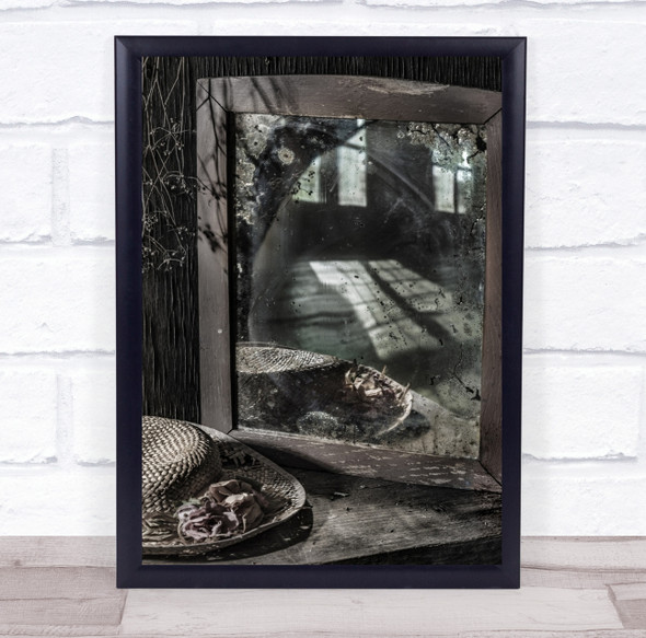 Still Life Mirror Hat Old Forgotten Abandoned Decay Degeneration Wall Art Print