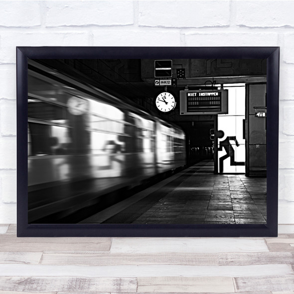 Train Catch Figure Metro Transportation Hurry Stress Motion Blur Wall Art Print