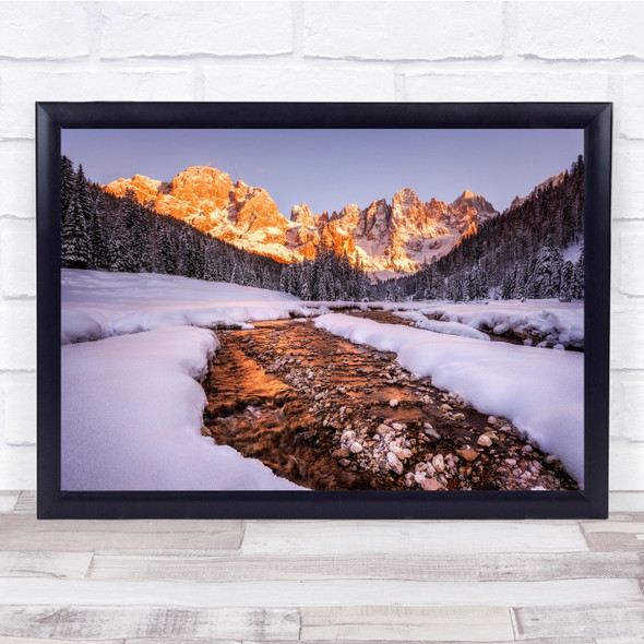 Valvenegia Italy Alps Landscape Mountain Valley Sunset Alpenglow Wall Art Print