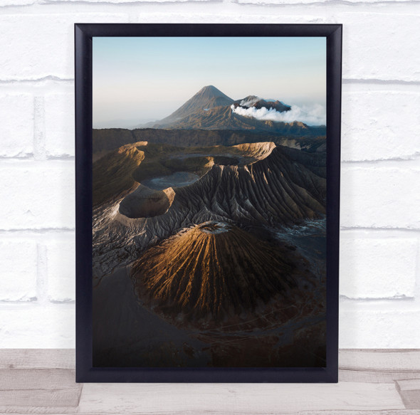 Volcano Volcanic Landscape Java Indonesia Drone Aerial Mountains Wall Art Print