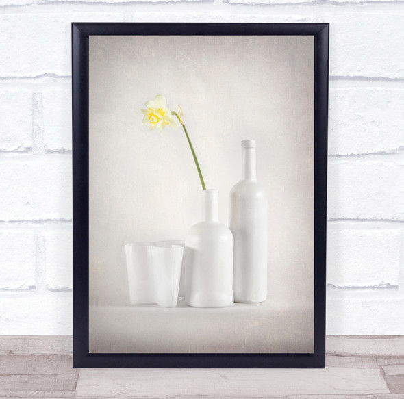 White Pure Bottle Flower Daffodil Daffodils Flowers Flora Floral Wall Art Print