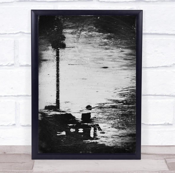 Abstract Sit Sitting Black & White Woman Puddle Water Reflection Graphic Print